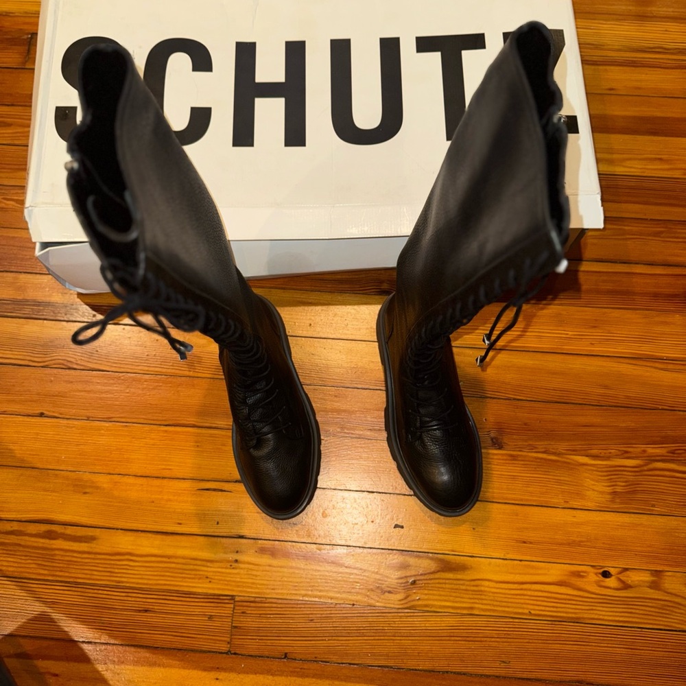 SCHUTZ Black Lace Up Tiana Boots - Picture 6 of 7